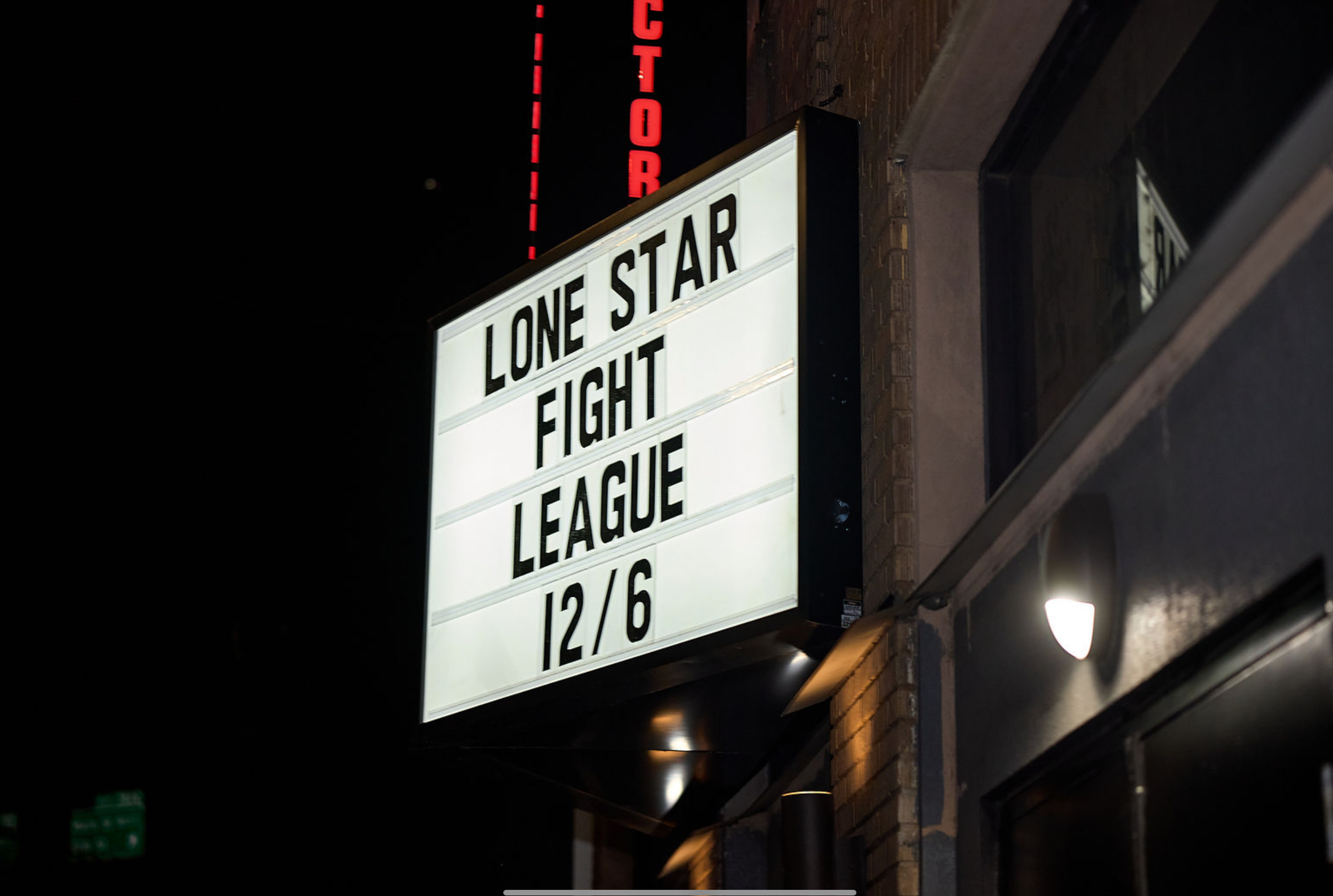 Lone Star Fight League 12/6 marquee sign