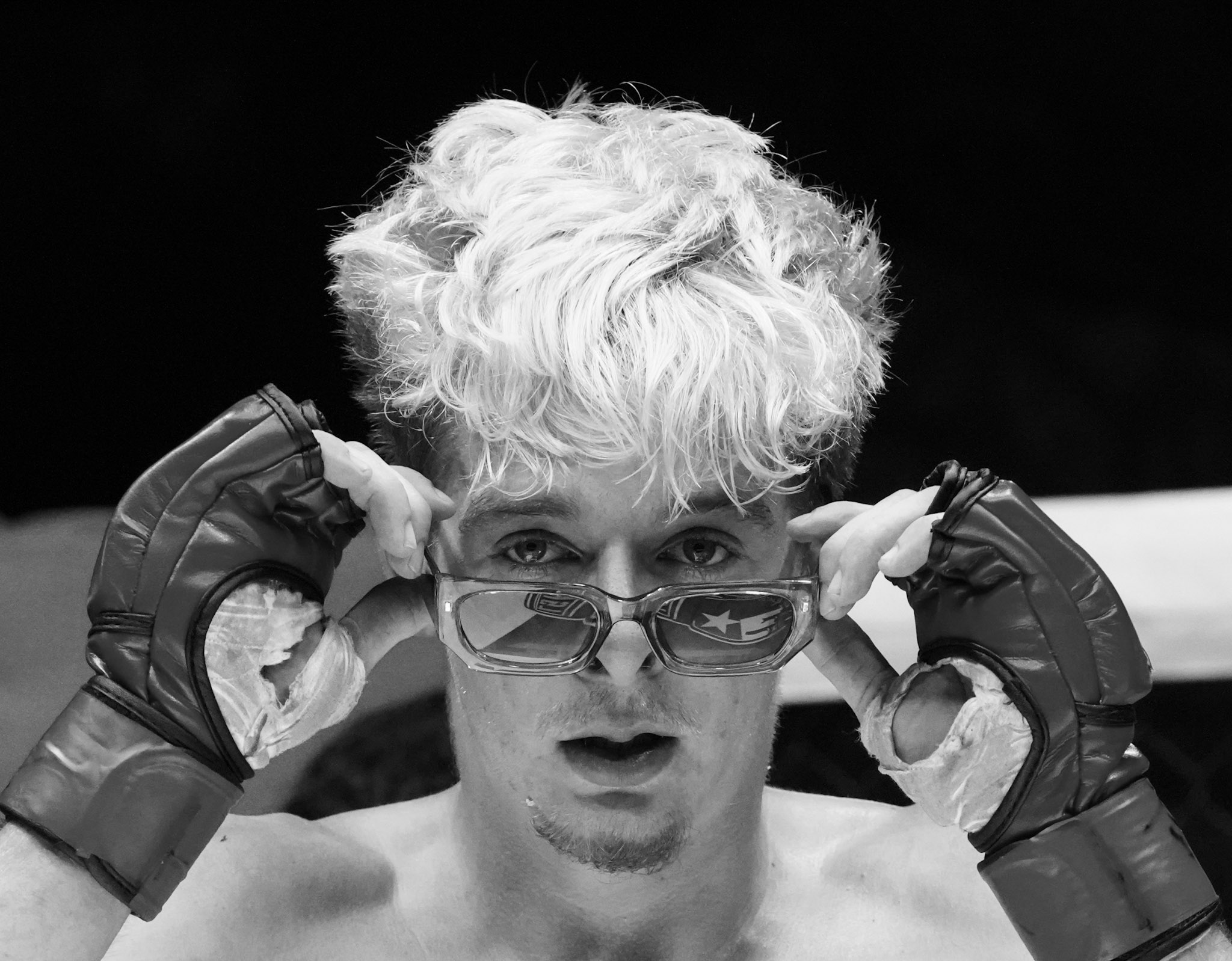 Fighter black and white portrait